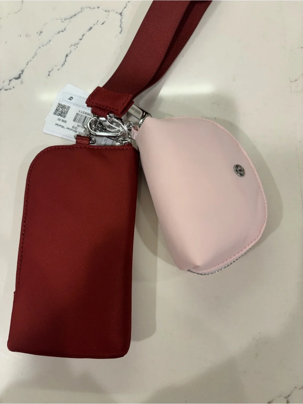 Lululemon Dual Pouch Wristlet WALLET Cachipar Silver / Pink Clay NWT